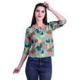 thumbnail image 1 of Moomaya Printed Keyhole Neck Ring Top Casual 3/4th Sleeve Tees Tank Tunic Top, 1 of 5