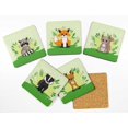 thumbnail image 2 of Inkdotpot Ensemble de 6 sous-Verres à Boisson Faciles à Nettoyer sous-Verres Carrés de 4 Pouces Base en Liège - Réutilisable - Animaux Aquarelle, 2 of 8