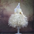 thumbnail image 2 of MIASHUI Robe de Demoiselle d'Honneur Robe de Bal de Fête de Mariage Robe de Princesse Formelle avec Perle et Nœud, Or, 12-18 Mois, 2 of 4