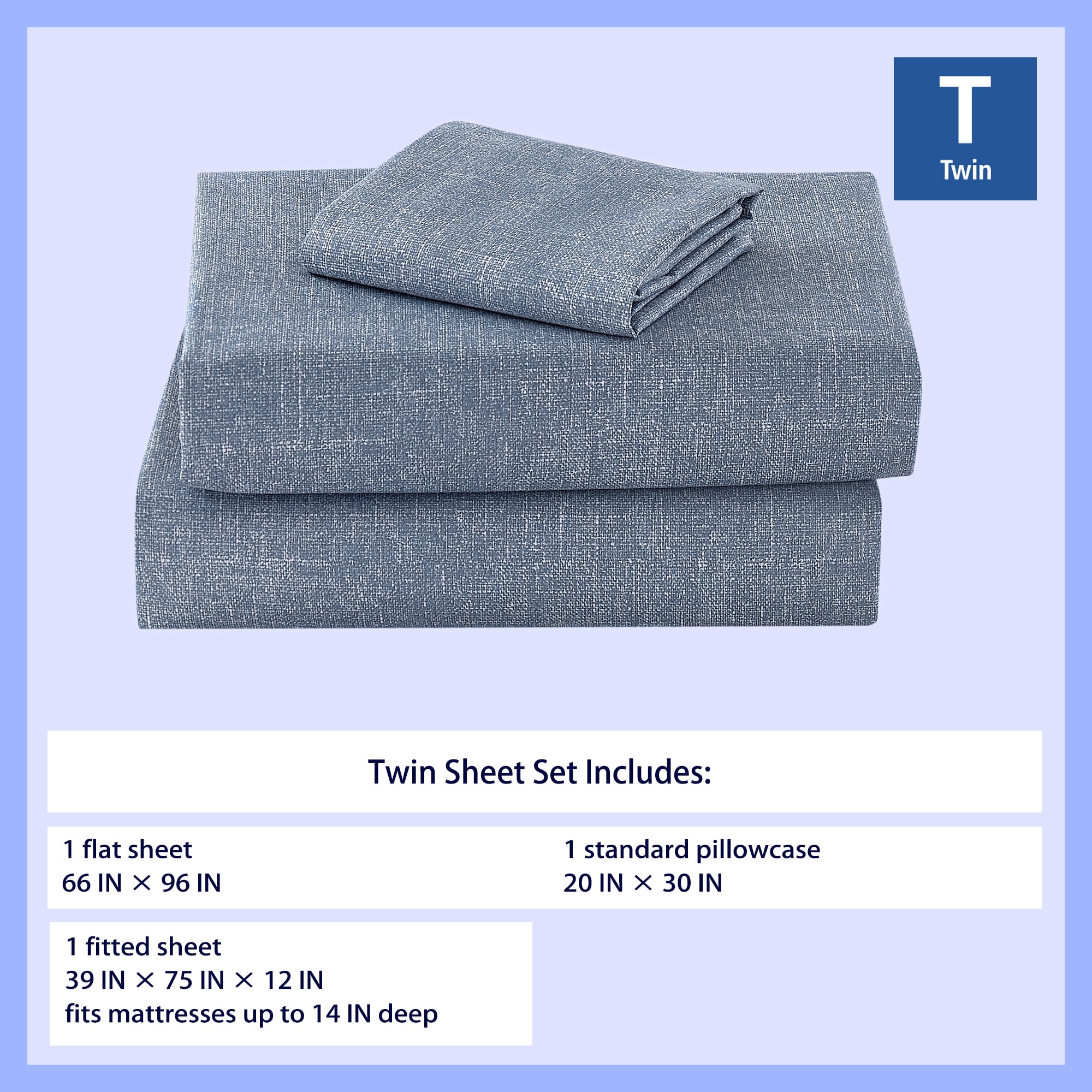 Mainstays Kids Microfiber Bed Sheet Set, Full,Blue Day, 4 Pieces