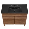 thumbnail image 3 of Modway Render Modern Wood/Ceramic Bathroom Vanity in Walnut/Black, 3 of 9