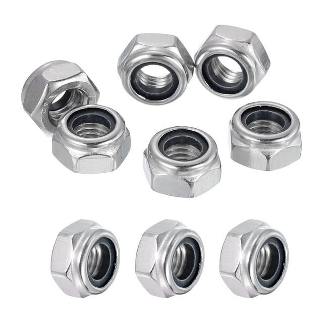 15 Pcs M10x1.5mm Lock Nuts, 304 Stainless Steel Nylon Insert Self-Locking Nut