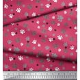 thumbnail image 3 of Soimoi Pink Cotton Voile Fabric Paw Dog Fabric Prints By Yard 56 Inch Wide, 3 of 3