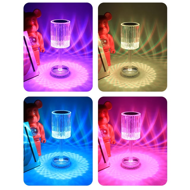 TopLLC Remote Control Romantic Diamond Table Lamp Bedroom Bedside Crystal Style Night Light Romantic Gift desk lamp