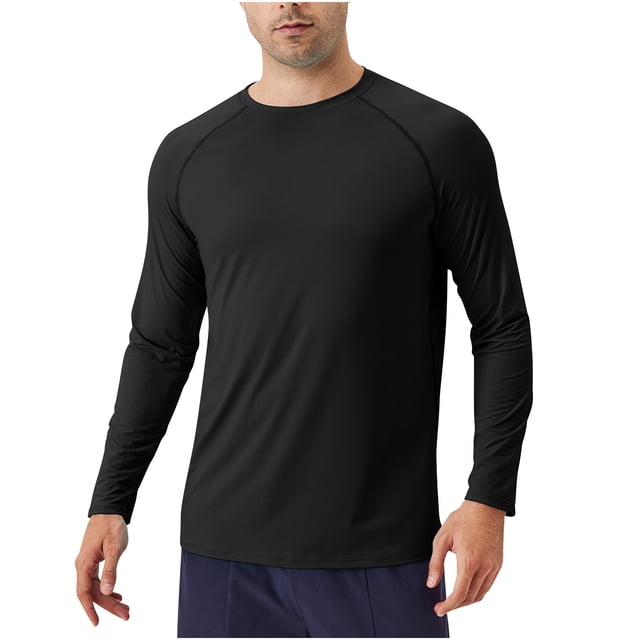 Dagugfen Hauts pour Hommes Chemises de Protection Solaire Manches Longues Col Rond Ajusté Extensible Course Entraînement Chemises Été