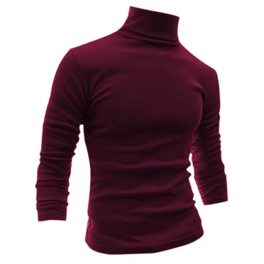 INSPIRE CHIC Chandails pour Hommes, Chandail à Col Roulé, Manches Longues, Extensible, Coupe Ajustée, Hauts 34 Bourgogne
