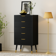 5-Drawer Fluted Dresser - Modern Black Storage Chest with 5 Drawers, Small Bedroom Dresser & Organizer