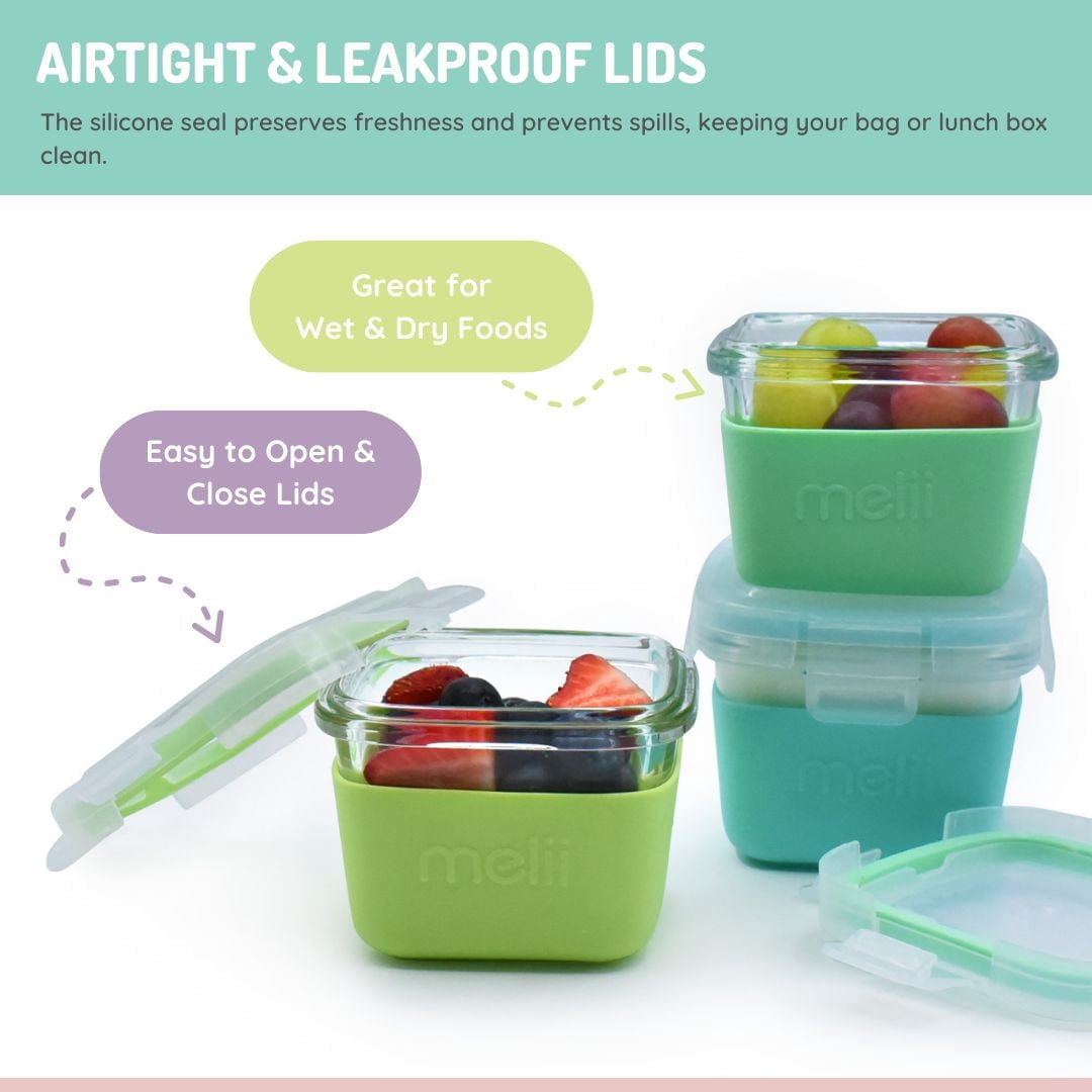 Melii Glass Food Storage Containers with Silicone Sleeve 3 Pack