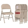 thumbnail image 1 of YLGJ Metal Folding Chairs Set of 6, PU Padded Stackable Gray, 1 of 7