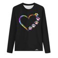 thumbnail image 3 of Jsaierl Hauts de la Saint-Valentin pour Femmes Tendance Coloré Patte de Chien Cœur Graphique T-Shirts Décontractés Col Rond Manches Longues, 3 of 3