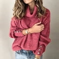 thumbnail image 1 of Dvkptbk Chandails pour Femmes Femmes Manches Longues à Coutures Col Roulé Haut Décontracté Ample Chandails Tricotés Blouse Vêtements en Liquidation, 1 of 5