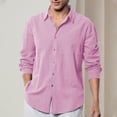 thumbnail image 2 of GigrtiJin Chemise en Lin pour Homme à Boutons, Manches Longues, Col à Revers, Chemises Unies, Mode Décontractée, Confortable, Chemises Amples, 2 of 6