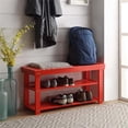 thumbnail image 3 of Convenience Concepts Oxford Utility Mudroom Entryway Bench in Red Wood Finish, 3 of 3