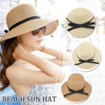 thumbnail image 3 of Summer Beach Sun Hat Foldable Ladies Straw Hat R9Z1, 3 of 6