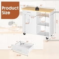 thumbnail image 3 of Walsunny 42" Kitchen Island Cart with Storage,Rolling Kitchen Island Side Table on Wheels with Large Worktop,Storage Cabinet,Towel Rack and Drawers,White, 3 of 9