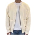 thumbnail image 1 of Birdeem Cardigans pour Hommes avec Fermeture Éclair, Cardigan en Tricot Uni à Col Rond en Velours Paon pour Hommes, Manteau Chandail à Fermeture Éclair Décontracté, 1 of 8