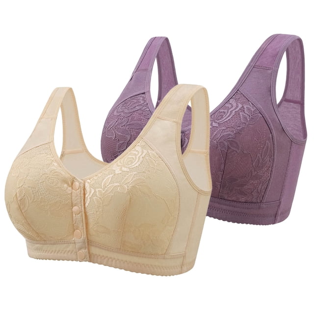 Wancir Bras for Women 2025 New Woman's Embroidery Front Button Large Size Underwear Bra without Steel Rim