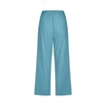 thumbnail image 5 of Women Casual Capris Straight Leg Drawstring Elastic Waist Linen Pants with Pockets, 5 of 5