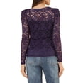 thumbnail image 3 of INSPIRE CHIC Hauts pour Femmes Manches Longues Bouffantes Semi-Transparents Blouses en Dentelle Florale TP Violet, 3 of 7