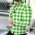 thumbnail image 1 of Timdgard Button down Shirts for Men Fall Plaid Lapel V Neck Long Sleeve Shirts Work Casual Tops, 1 of 8