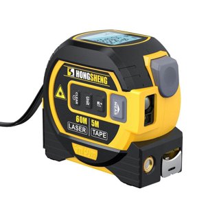 ZTTD The Ruler 3-in-1 Measuring Tape, Tools Tape Measure, 3-in-1 Rangefinder with Led Display, 3 in 1 Digital Tape Measure with Cross Line, AutoLock, Measure Area, Volume, Pythagorean (Yellow)
