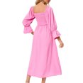 thumbnail image 3 of Robe Mi-Longue Unie pour Femmes avec Manches Bouffantes pour Battre la Robe, 3 of 5