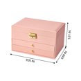 thumbnail image 2 of EGNMCR Jewelry Boxes & Organizers Jewelry Box With Lock And Mirror Jewelry Organizer Storage Case With 3-Layers Display For Earrings Bracelets Rings Watches Jewelry Boxs, 2 of 4