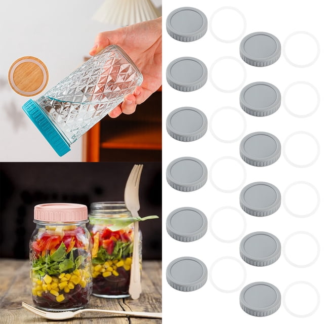 Food Storage Glass Bottle Lids Leakproof Scratch Proof Jar Storage Covers 86mm Reusable Jar Lids for Kitchen and Outdoor Use 12-Pack 12PCS