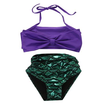 Girls Mermaid Swimmable Bikini Swimwear Swimsuit Beach Costume Outfits 2pcs Set