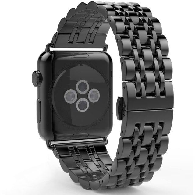 DAMAIE Compatible With Apple Watch Strap, Strong Stainless Steel Metal Replacement Strap Bracelet, Suitable For Apple Watch3 (Ls 38mm Black)