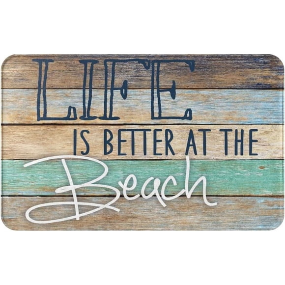 Life is Better at The Beach Vintage Bathroom Rugs Soft Bath Mat Non Slip Absorbent Indoor Floor Rug Kitchen Mats for Home Bedroom Decor, 31.5x19.5 Inches