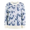 thumbnail image 5 of VgaVtl Chandails pour Femmes à Manches Longues, Chandail à Enfiler, Chandails pour Femmes Automne Régulier, Imprimé Animal, Tricoté, Confortable, Chandails Bleus, 5 of 5