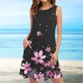 thumbnail image 1 of Ovzne Robes pour Femmes Robe de Plage Femmes Décontractée Ample Été Robe Imprimée Sans Manches Col en V Ensemble Haut/chemise Grande Taille Robe Imprimée Liquidation, 1 of 7