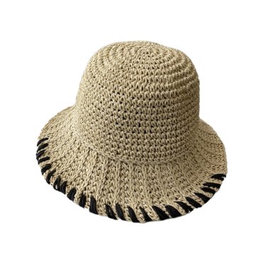 Chapeau Circonférence 56-58 cm Chapeau de Paille Femme Écran Solaire Plage Chapeau de Soleil Bord de Mer Été Grand Bord Chapeau de Voyage