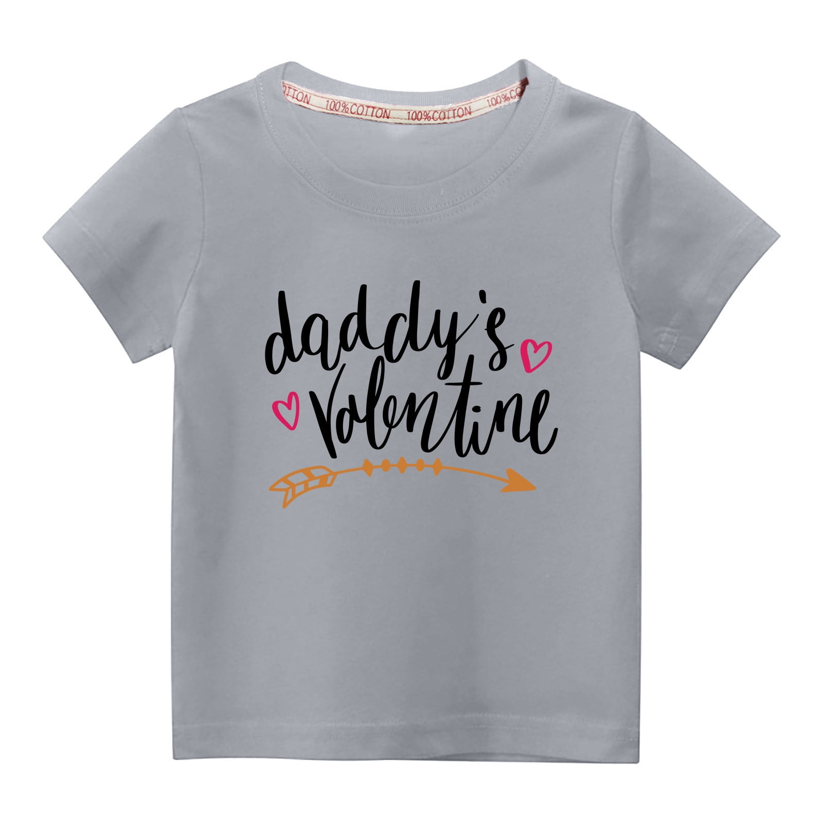 RKSTN Hauts de la Saint-Valentin pour Tout-Petits Garçons Filles 2024 Mode Mignon Couleur Unie Col Rond Hauts Imprimé Cœur Manches Courtes