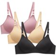 thumbnail image 1 of Aboser Womens Lightly Wireless Bras 3 Pack Smooth T-shirt Bra Body Hugging Lift Up Bralettes Full Coverage Support Bra Stretch Fit Everyday Bralettes, 1 of 5