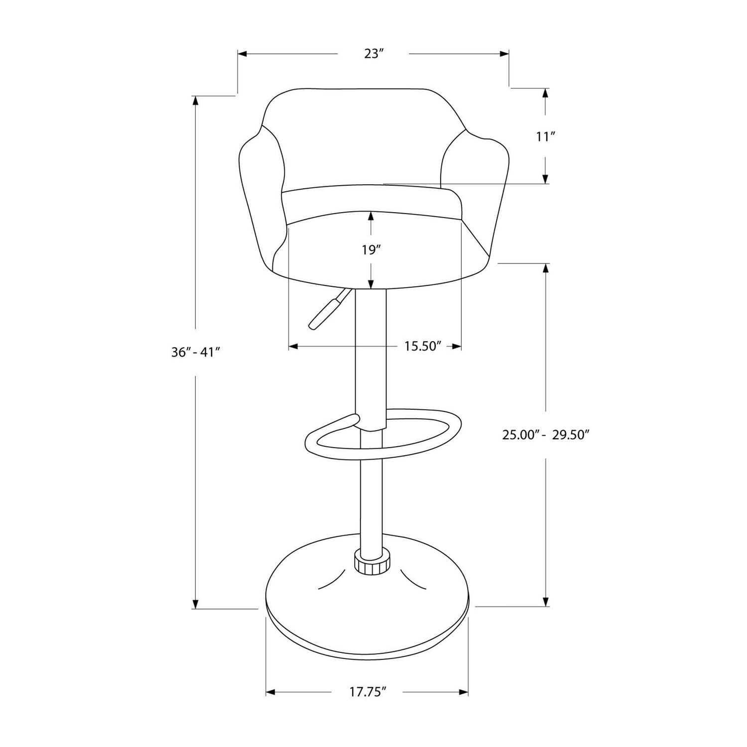 Monarch Specialties Tabouret De Bar, Pivotant, Hauteur Bar, Ajustable, Métal, Pu D'aspect Cuir, Blanc, Chrome, Contemporain, Moderne