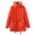 thumbnail image 4 of IROINID Women's Mid-Length Anorak Jacket Coat Solid Color Long Sleeve Buttons Pockets Coat Plus Fleece Jacket Outwear Top, Orange, 4 of 7