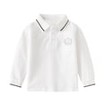 thumbnail image 1 of MIASHUI Chemise à Manches Longues pour Garçons Filles Col à Revers Boutons Hauts d'École, Blanc, 1-2 Ans, 1 of 3