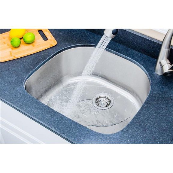 Wells Sinkware CMU2421-9D-16 Évier de Cuisine en Acier Inoxydable à un Seul Bol en Forme de D de Calibre 24 Po.