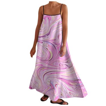 TJAZFJPA Robe à Pois Dames Confortable Mode Décontractée Élégante Teinture sur Nœuds Bretelles Grande Robe de Plage Aguichant Robe de Couverture pour Invité de Mariage Femmes