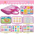 thumbnail image 2 of LivinVeluris Montessori Busy Board for Toddlers– Sensory Activity Board with Fine Motor Skills Toys– Educational Toy for Children– Learning Toys for 1-3 Year Old Boys & Girls –Pink Princess Design, 2 of 7