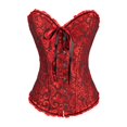 thumbnail image 3 of Esquirla Robe Corset Florale pour Femmes Débardeur Vintage en Spirale Acier à Lacets Noir et Rouge, 3 of 8