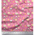thumbnail image 1 of Soimoi Pink Poly Georgette Fabric Tea Bag,Star Anise & Lemon Slice Vegetable Printed Craft Fabric by the Yard 42 Inch Wide, 1 of 3