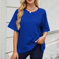 thumbnail image 2 of T-shirts à Manches Courtes pour Femmes Été Col Rond Décontracté Mode T-Shirt Basique Vêtements Mignons Tenues Tendance, 2 of 6