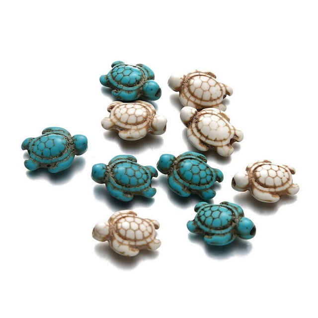 EIGTHTAIL100pcs Turtle Stone Beads Charms Diy Making Loose Beads Stone Necklace Loose Turtle Beads