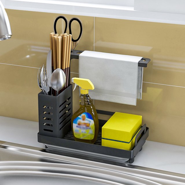 Kitchen Sink Caddy Organizer Kitchen Sink Holder Kitchen Sink Caddy Organizer 304 Stainless Steel Sponge Brushes Dispenser Holder With Rag Rack Suction Cups Dishcloth Holder With
