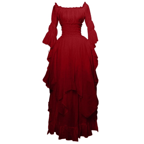 TIMIFIS Gothic Clothes For Women Womens Plus Size Medieval Costume Gothic Maxi Dress Halloween Steampunk Traditional Irish Dress Renaissance Clothes Halloween Costumes For Women