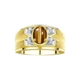 thumbnail image 1 of RYLOS Men's Rings Yellow Gold Plated Silver Rings Classic Designer Style 8X6MM Gemstone & Diamond Ring Tiger Eye November Birthstone Rings For Men,  Size 9, 1 of 7