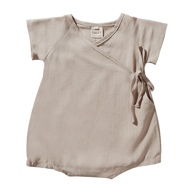Summer Rompers For Infant Girls Flying Sleeves Solid Color Pajamas Jumpsuits Triangle Onesie Outfits Pink Infant To Big Kid 18-24M